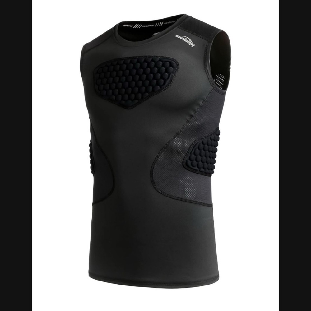 COOLOMG men’s baseball softball chest protector padded compression shirt rib